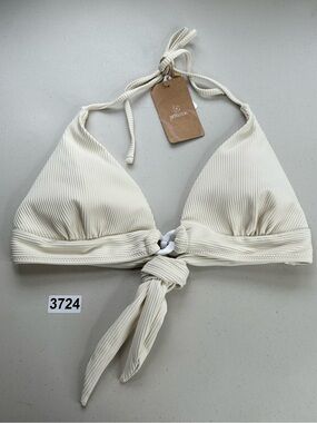 Berlook Bikini Top Buckle Off White Ribbed XL New